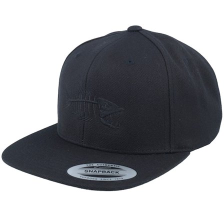 Skillfish - Fish Bones Black/Black Snapback Snapback Black Cap - @ Hatstore