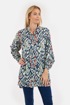 JENSEN - Langærmet Tunika - Navy Mix - Mønstret