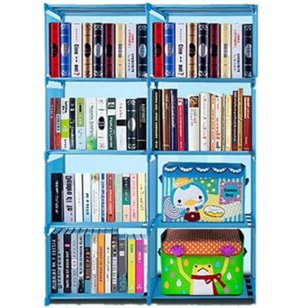 Bokhylla 4-vånings Hyllförvaring Möbler Justerbar Plast Blå - Blå