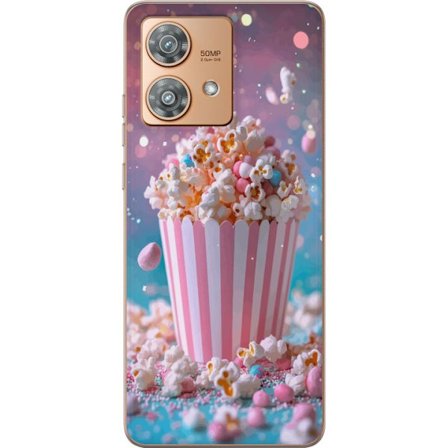 Kompatibelt Mobilskal till Motorola Motorola Edge 40 Neo Popcorn-hink retro bio snacks rolig figur