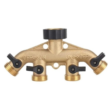 Hageslangedeler 4-veis Messing Vannfordeler