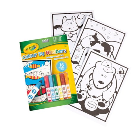 Färglägg efter siffror-bok med 6 markörer, från 3 år