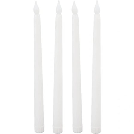 4 stk 10 tommer Flammefrie Koniske Lys Lange LED-Lys Batteridrevne Varmhvite Lys for Julehøytid Bryllup Bursdag (Hvit)