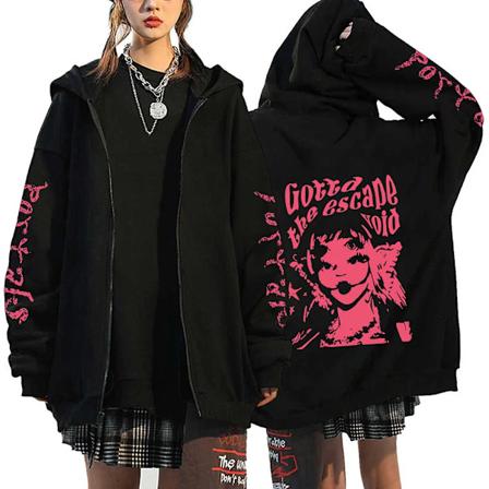 Melanie Martinez Portals Hoodies Tecknad Dragkedja Sweatshirts Hip Hop Streetwear Kappor Män Kvinna Oversized Jackor Y2K Kläder Black9 Black9 XXXL