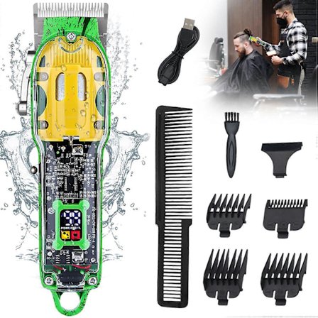 Hårklipper skægtrimmer professionel barbermaskine grønt plejeværktøj til mænd