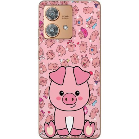 Kompatibel Mobilcover til Motorola Edge 40 Neo Kawaii Lyserød Gris Sød Anime
