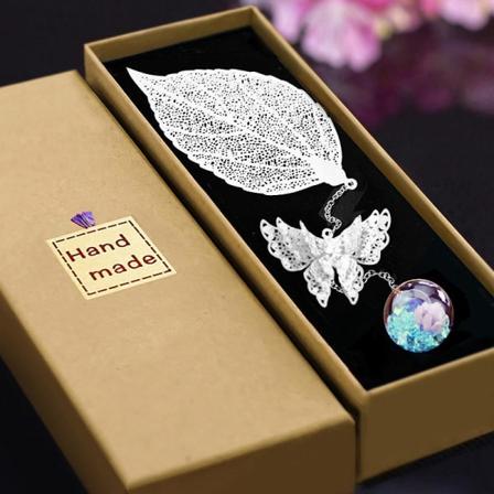 Metal Leaf Bokmerke (sølv og blå), Valentinsdag Bursdagsgaver til kvinner Jenter Kjæreste Lærer Mamma Bestemor og Kone