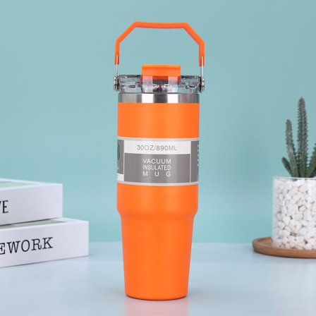 30oz läpinäkyvä kannellinen kannettava autokuppi 304 kaksinkertainen tyhjiöeristetty kuppi auton kannettava jääkuppi