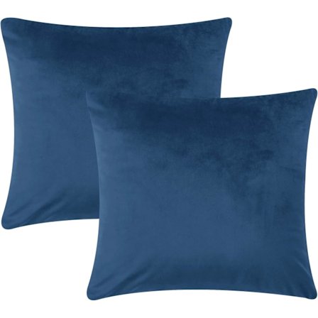 2 neliön muotoisen, pehmeän ja modernin tyynyliinan setti, laivastonsininen sametti, koristeelliset sohvatyynyt, erittäin sileä, pehmeä ja mukava 
