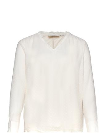 Carlei L/S V-Neck Blouse Wvn Bluse Langermet Hvit ONLY Carmakoma*Betinget Tilbud