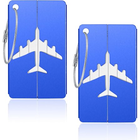 2 st Bagagetaggar, Resväska Taggar, Bagage Etiketter Taggar Aluminium Metall med Namn ID Adresskort