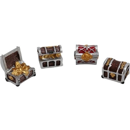 4 stk. Antik skattekiste serie Kreativ akvarium fisketank dekoration landskab pirat guldmønter ornamenter harpiks håndværk