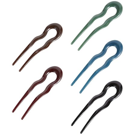 5-pak Hårnåle, Træpinde, Hårpinde, Udskårne Huller, Lange Hårpinde, Hårklemmer