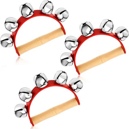 /EA/3 stk. julenissens sledebjeller, røde, skranglende, gyldne bjeller, musikalske