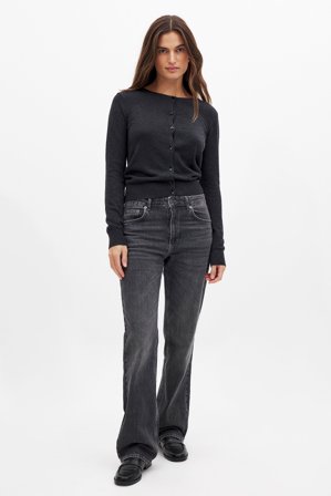 Camille Charriere x NA-KD Straight Mid Waist Jeans - Mid waist jeans - Grå - EU 38