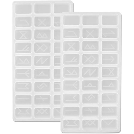 2 set Resin Moulds, Fine Good Rune Stone Mould Resin Casting Kit Silicone Moulds for Resin Casting Epoxy Resin Mold for Jewellery Making