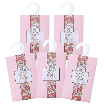 5 stk. Roseduftende poser med luftfrisker til skuffer, skabe og dejlig frisk duft