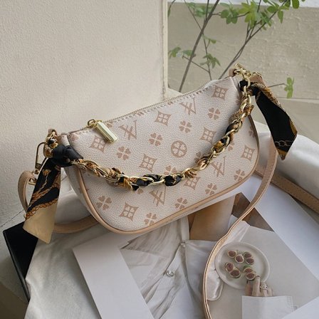 Retro tekstur bredt bånd gammel blomst dameveske messenger bag trendy mote casual nett kjendis kjedebag