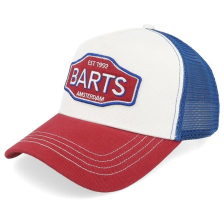 Barts - Vit trucker Keps - Callagun Cap Red White/Royal/Red A-Frame Trucker @ Hatstore