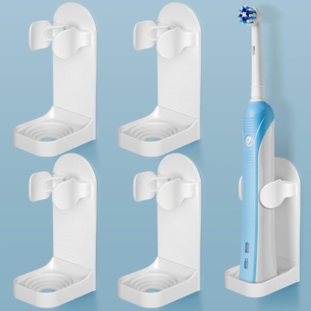 Elektrisk tandbørsteholder, 4 stk. selvklæbende elektrisk tandbørsteholder, elektrisk tandbørsteholder vægmonteret til badeværelse