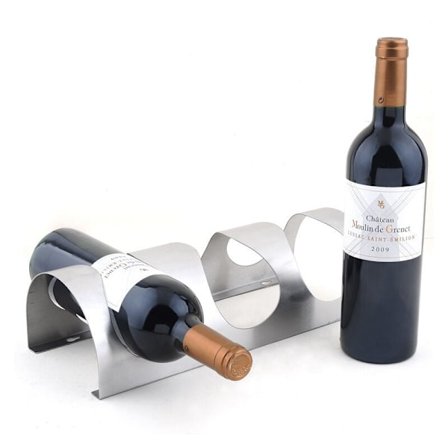 4 Flaskor Väggmonterat Vinställ, Rostfritt Stål Vinflaska Förvaringshylla Kreativ Hem Väggmonterad Flaskställ, Silver.