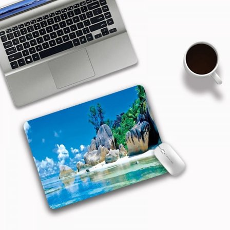 Ultra tunn medium gaming musmatta 250*300*2mm yta, slitstark polykarbonatyta, silikon+tyg blå kust