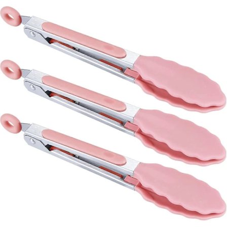 Silikone Serveringstænger 21cm Sæt med 3 - Pink Kødtænger Grilltænger Pink Buffettænger - God