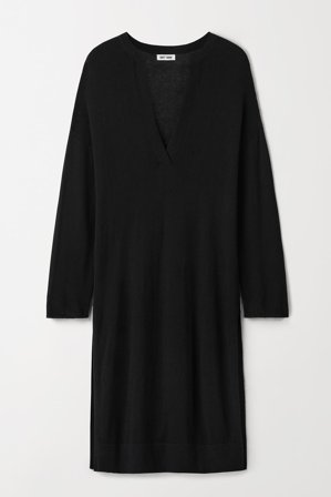 Soft Goat - Gestrickter Kaftan - Kleid aus Kaschmir - S - Black