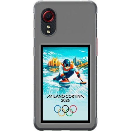 Kompatibel Mobilcover til Samsung Galaxy Xcover 5 Ishockeyillustration med spillere i bevægelse på isen, Milano Cortina 2026, Milano-landemærker og