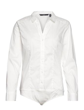 Vmlady L/S G-String Shirt Wvn New Noos Tops T-shirts & Tops Bodies White Vero Moda