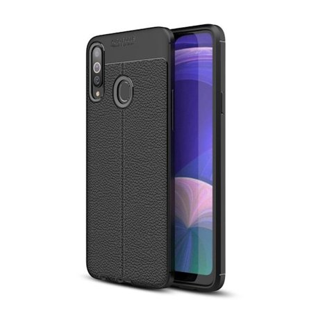 Samsung Galaxy A20s TPU skal Litchi Texture - Svart