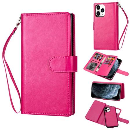 Iphone 12 Pro Max - 9-korts 2in1 Magnet/fodral - Rosa Pink Rosa