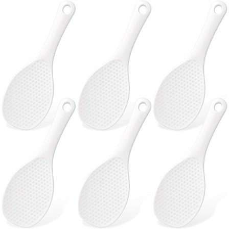 6 stk. Hvide Plastik Ris Paddle Non Stick Stående Ris Ske Varmebestandig Ris Koger Ske Stor Plastik Ris Spatel 19 cm
