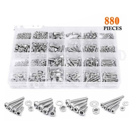 880 stk. kophoved sekskantskrue topskruer bolte møtrik skruer