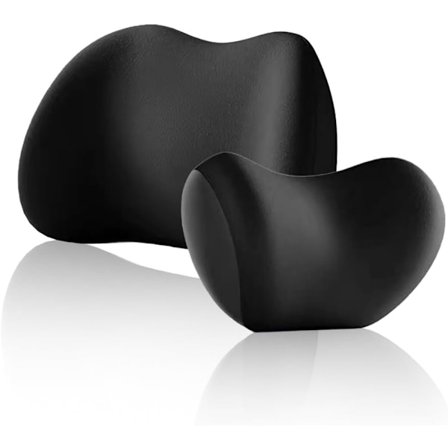 Nakkepuder til bil, nakkestøtte til bil, nakkepude i memoryskum, aftagelig og vaskbar lændestøttepude til bil, (sort)