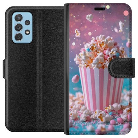 Kompatibelt Plånboksfodral till Samsung Samsung Galaxy A72 5G Popcorn-hink retro bio snacks rolig figur
