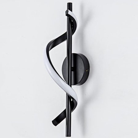 Modern LED-vägglampa, nordisk inomhusvägglampa, spiralformad metallvägglampa, kallt vitt ljus, svart