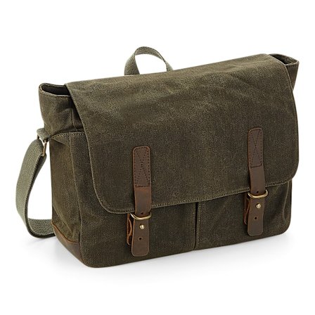 Quadra Heritage Vaxad Canvas Messenger Bag One Size Olive Green