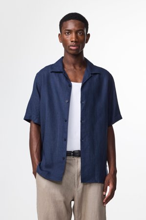 NN07 Julio 5708 Shirt male Blue Linen