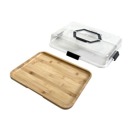 Charkuterilåda Pizza Ostbricka med Klart Lock Portabel Skärbräda Aptitretare Serveringsbricka för Ost Grönsaker