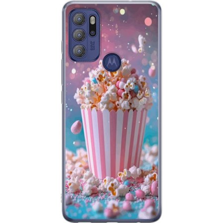 Kompatibelt Mobilskal till Motorola Motorola Moto G60S Popcorn-hink retro bio snacks rolig figur