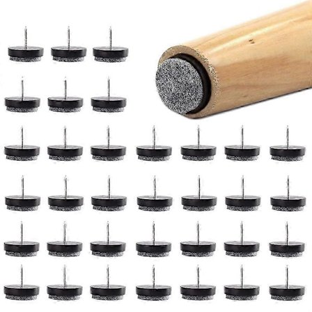 Pyöreät naulattavat naarmuuntumista estävät huonekalujen huopatassut, 48 kpl, lattian ja huonekalujen jalkojen suojaukseen - Musta