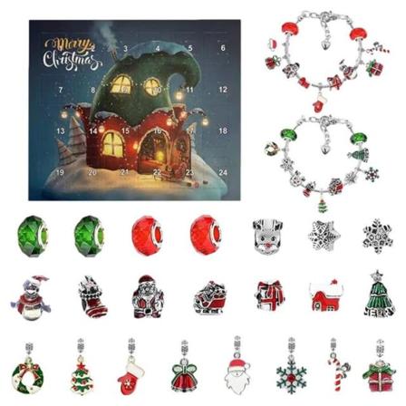 Jul Adventskalender Armbåndssæt Blå Serie Julemand 9