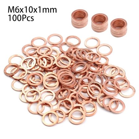 50 stk/100 stk kobberskive flad ringpakning 100 stk. M6X10X1MM