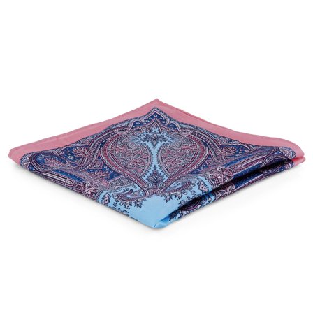 Fancy Pink & Blue Pocket Square for Men - Patterned Pocket Squares