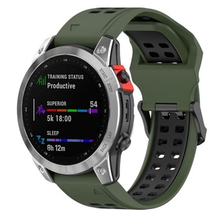 Garmin Fenix 7S/6S/6S Pro/5S/5S Plus Silicone Watch Band - Green / Black