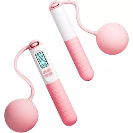 Hyppynaru laskurilla, langaton hyppynaru älykäs hyppynaru Crossfitille, hyppynaru painopallolla hyppynaru painonpudotukseen, polta kaloreita Pinkki 