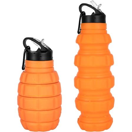 Sammenleggbar Reisesportsflaske 18oz, Gjenbrukbar BPA-Fri Silikon Sammenleggbar Vannflaske for Trening Camping Vandring, Bærbar Lekkasjesikker 