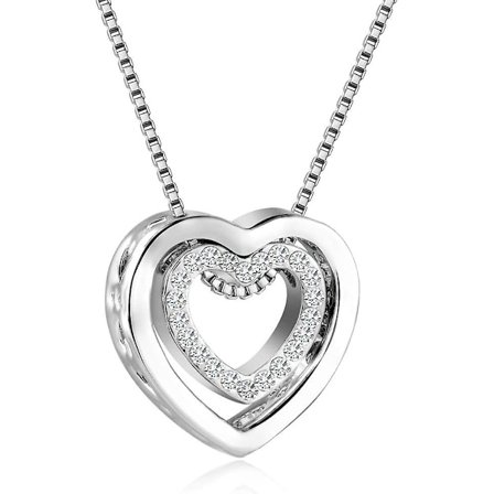 Naisten kaulakoru sydänriipus hopea ruusukulta zirkonia Rakastan sinua korut lahja lahja