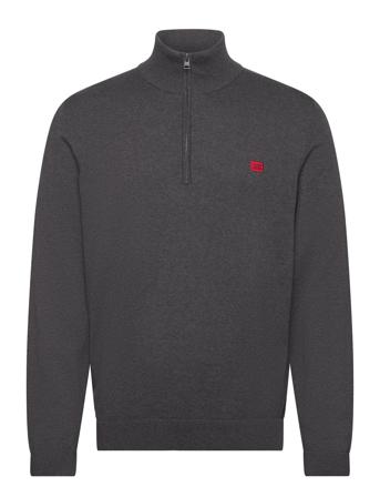 San Quintus-C Knitwear Half Zip Pullover Grå HUGO*Betinget Tilbud